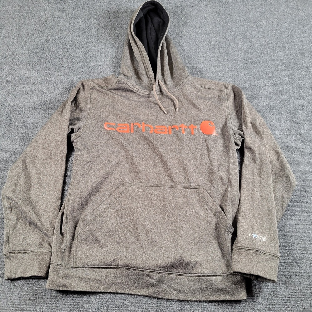 Carhartt Force Extremes Hoodie Mens S Gray Pullover Sweatshirt Large Logo